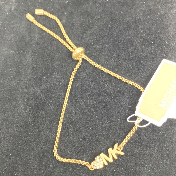 Michael Kors gold bolo slide bracelet with rhinestone heart NWT - Picture 4 of 9